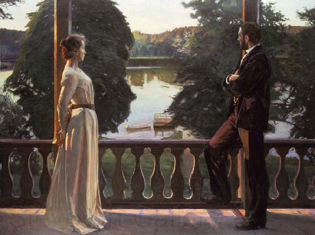 Richard Bergh Nordic summer's evening Norge oil painting art
